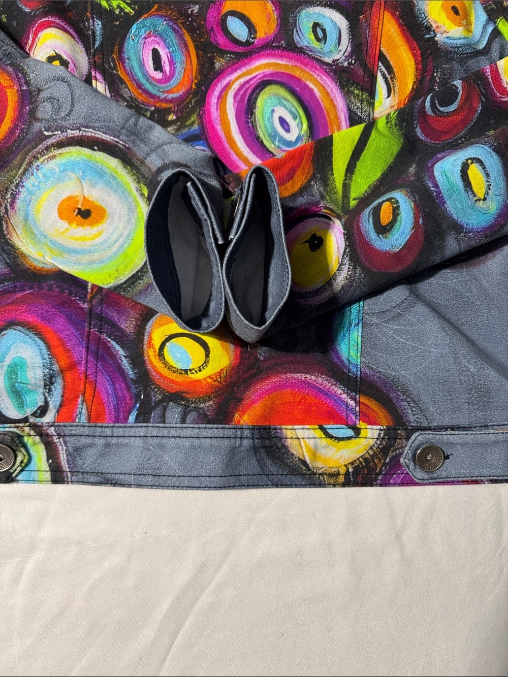 Simply Art by Dolcezza Wearable Art Jacket L Colorful Abstract Stretch Cotton - Picture 6 of 10